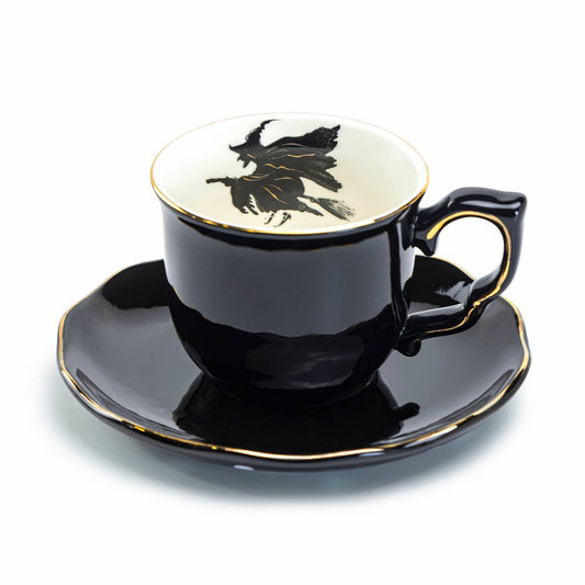 Flying Witch Black Tea Cup & Saucer
