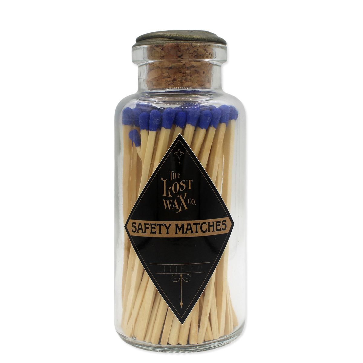 Blue Safety Matches in Glass Jar