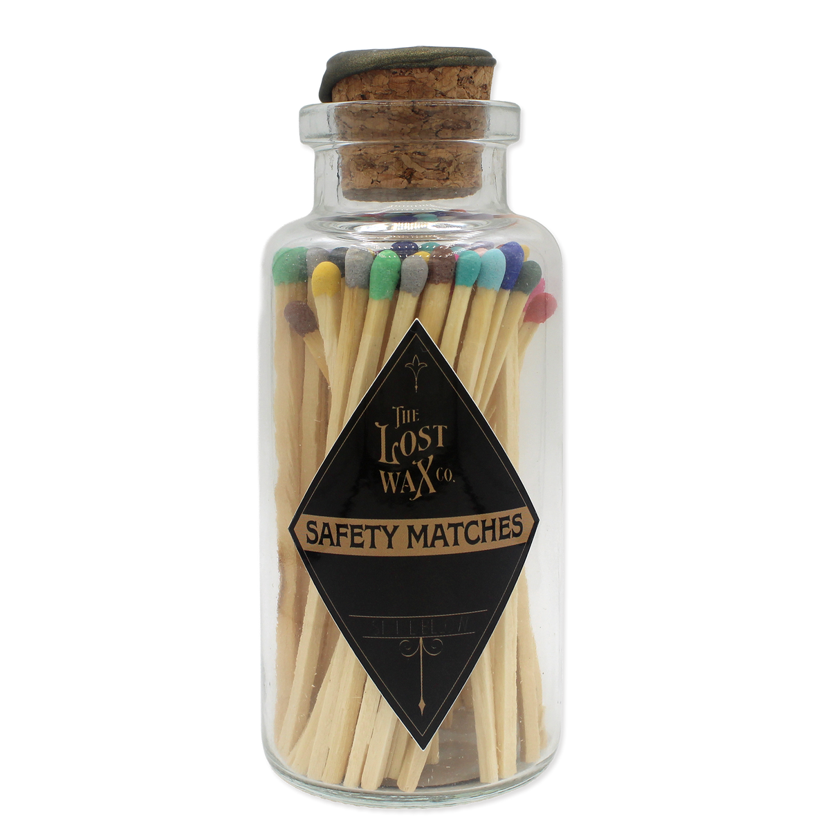 Multicolor Safety Matches in Glass Jar