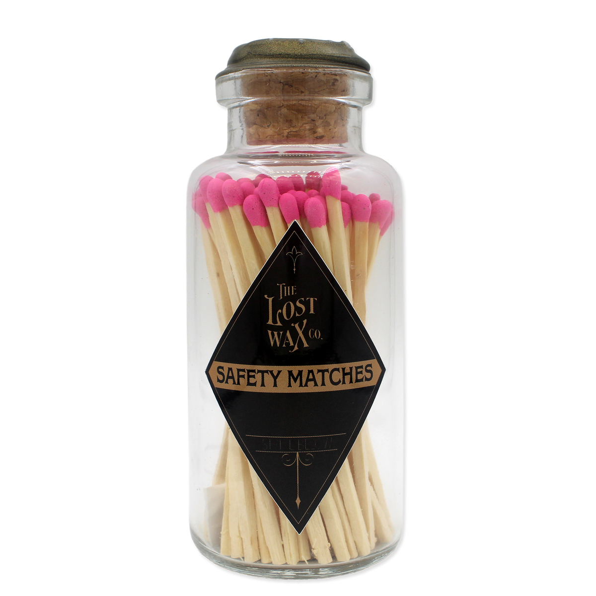 Pink Safety Matches in Glass Jar