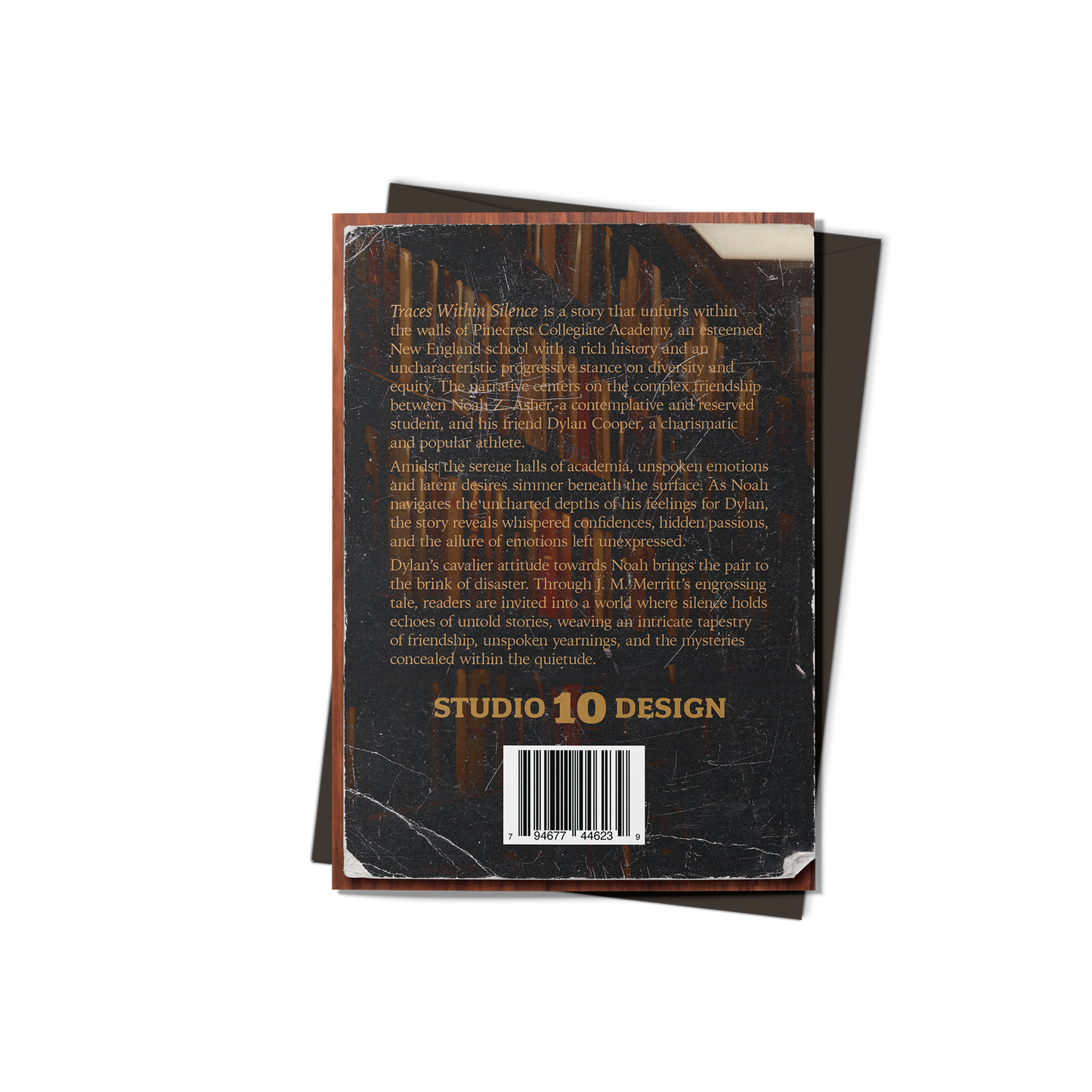 Back of a card with text and 'Studio 10 Design' branding