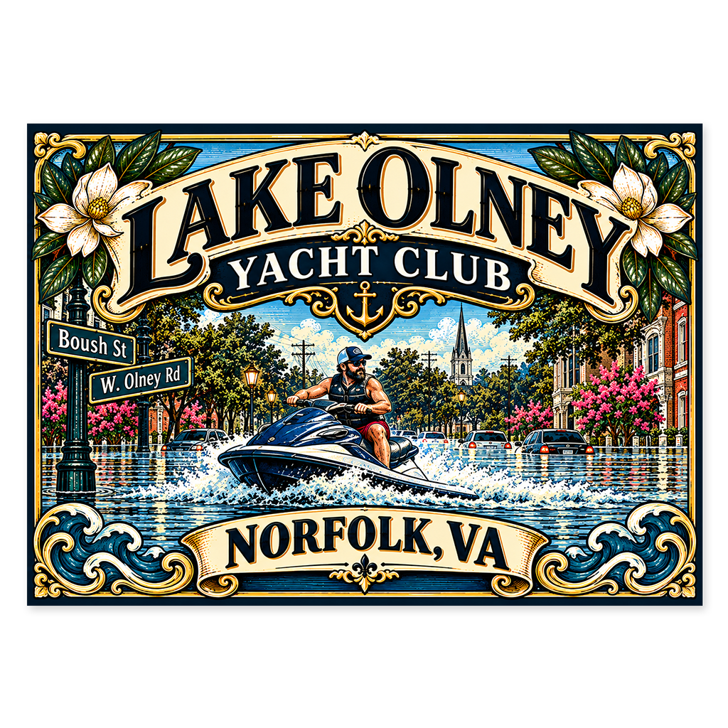 Norfolk "Lake Olney Yacht Club" Flooding Magnet