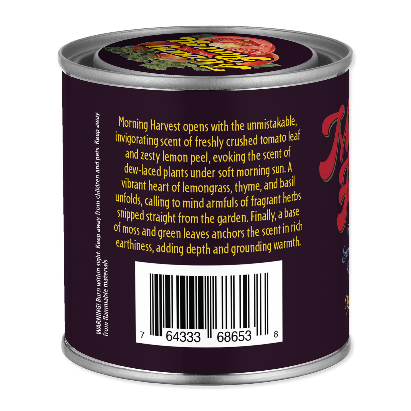 Back of a can with text and barcode on a white background