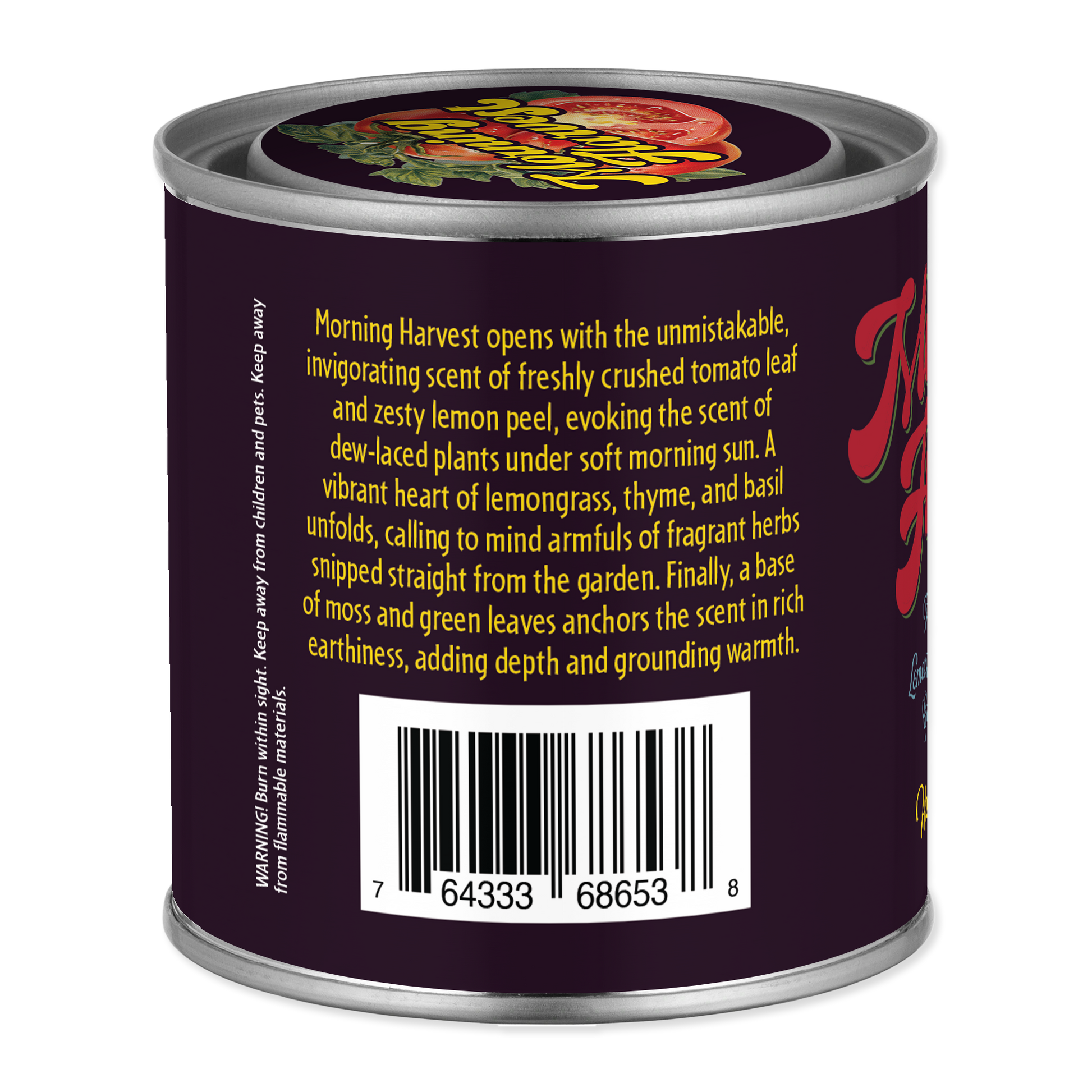 Back of a can with text and barcode on a white background