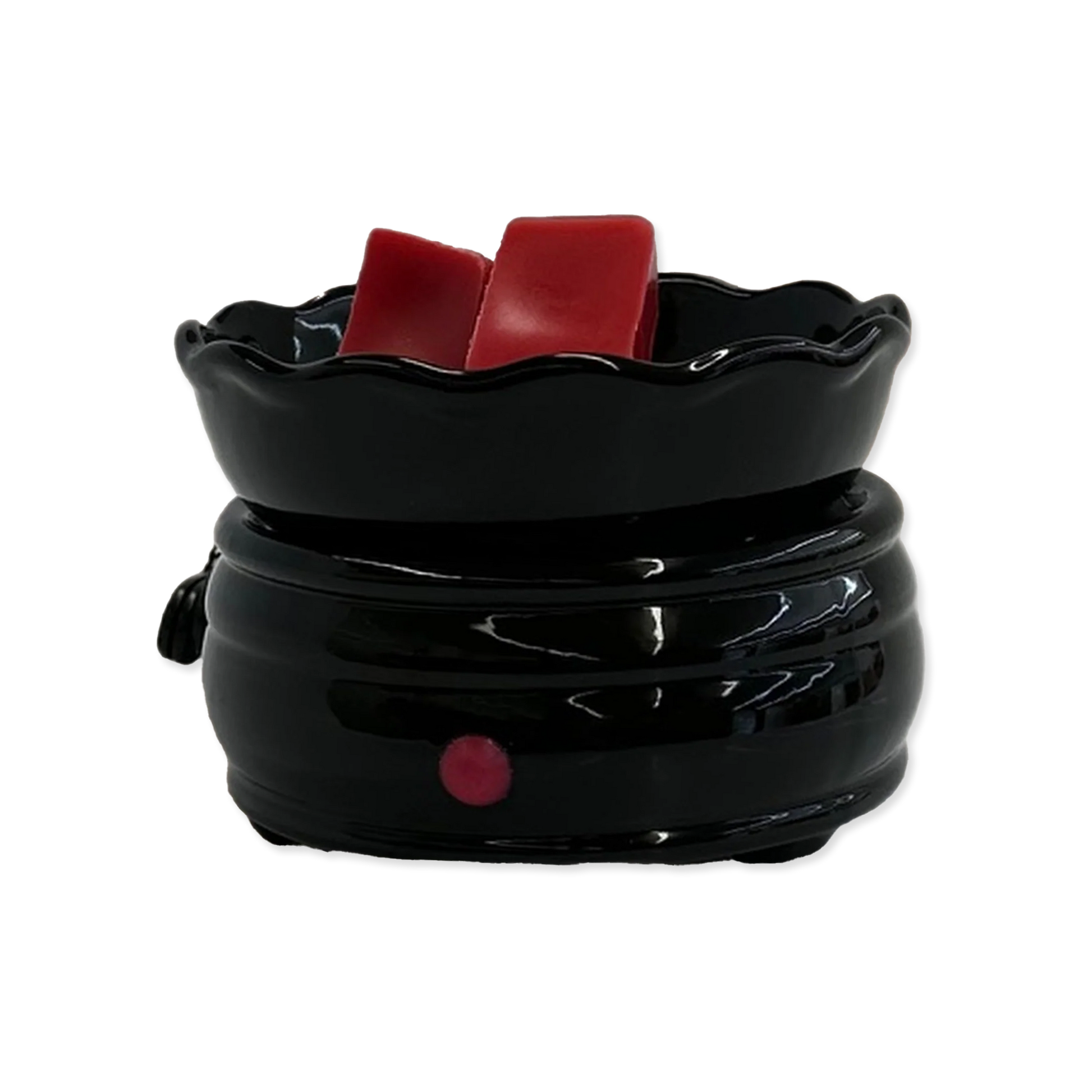 Black ceramic wax warmer on a white background