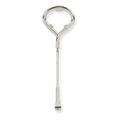 Silver paint can opener tool on a white background